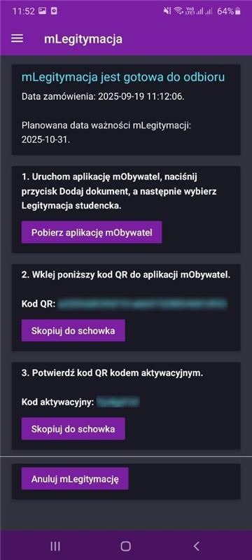 proces zamawiania mLegitymacji.