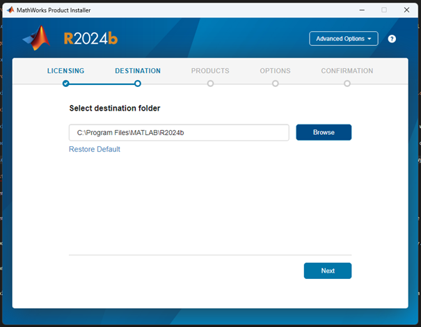 MATLAB installer with a list of components to select, including MATLAB and toolboxes