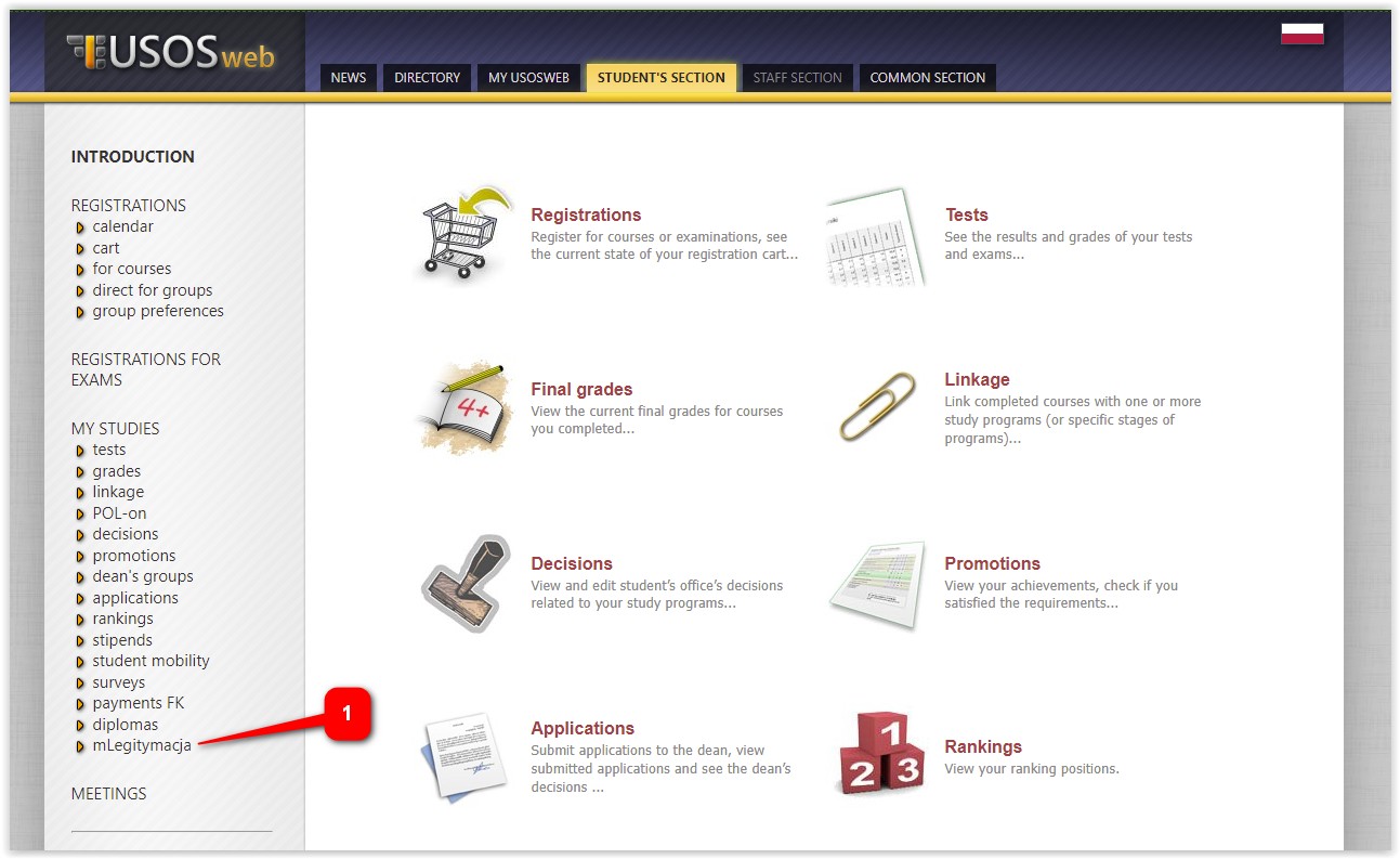 usosweb website tab for students icon mlegitymacja