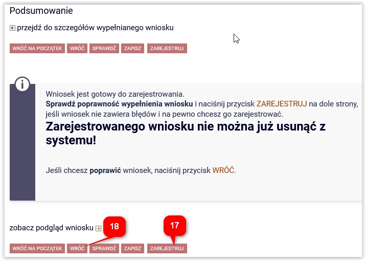 Ekran 5 z przyskiem zarejestruj