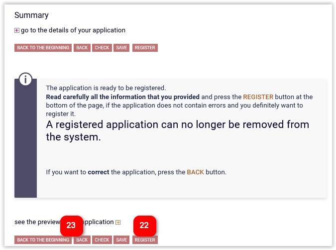 Summary - registering the application