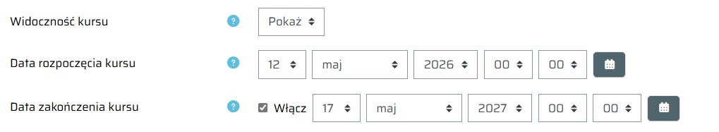 Ustawienia kursu w Moodle